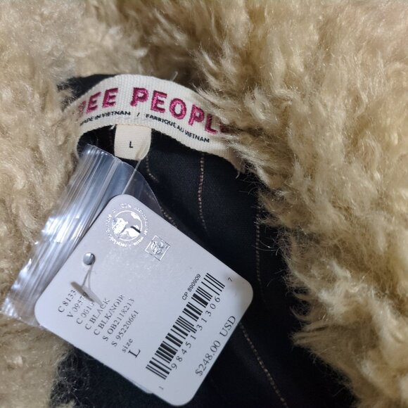 Free People Milly Wool Coat Womens L Faux Fur Cozy Winter Warm Y2K Military - Picture 6 of 10